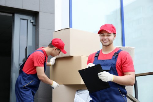 Removals team handling a flat move in Wapping near riverside apartments