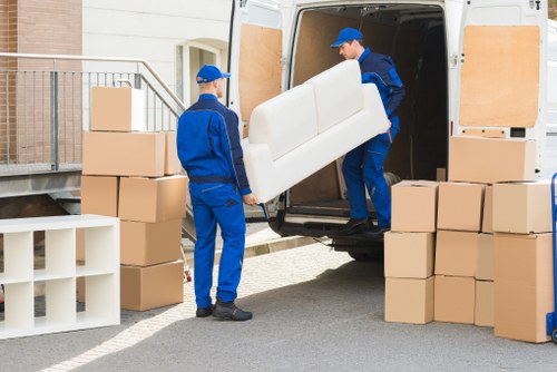 Safe unloading from a moving truck in Wapping