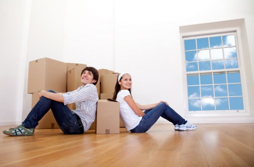 Packed home items ready for house removals in Wapping