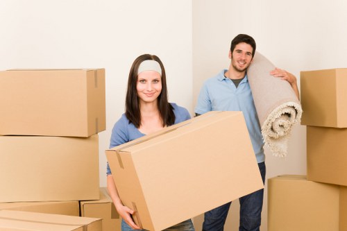 Boxes and wrapped furniture prepared for urgent removals