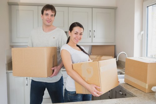 Packing and moving boxes ready for transport in East London